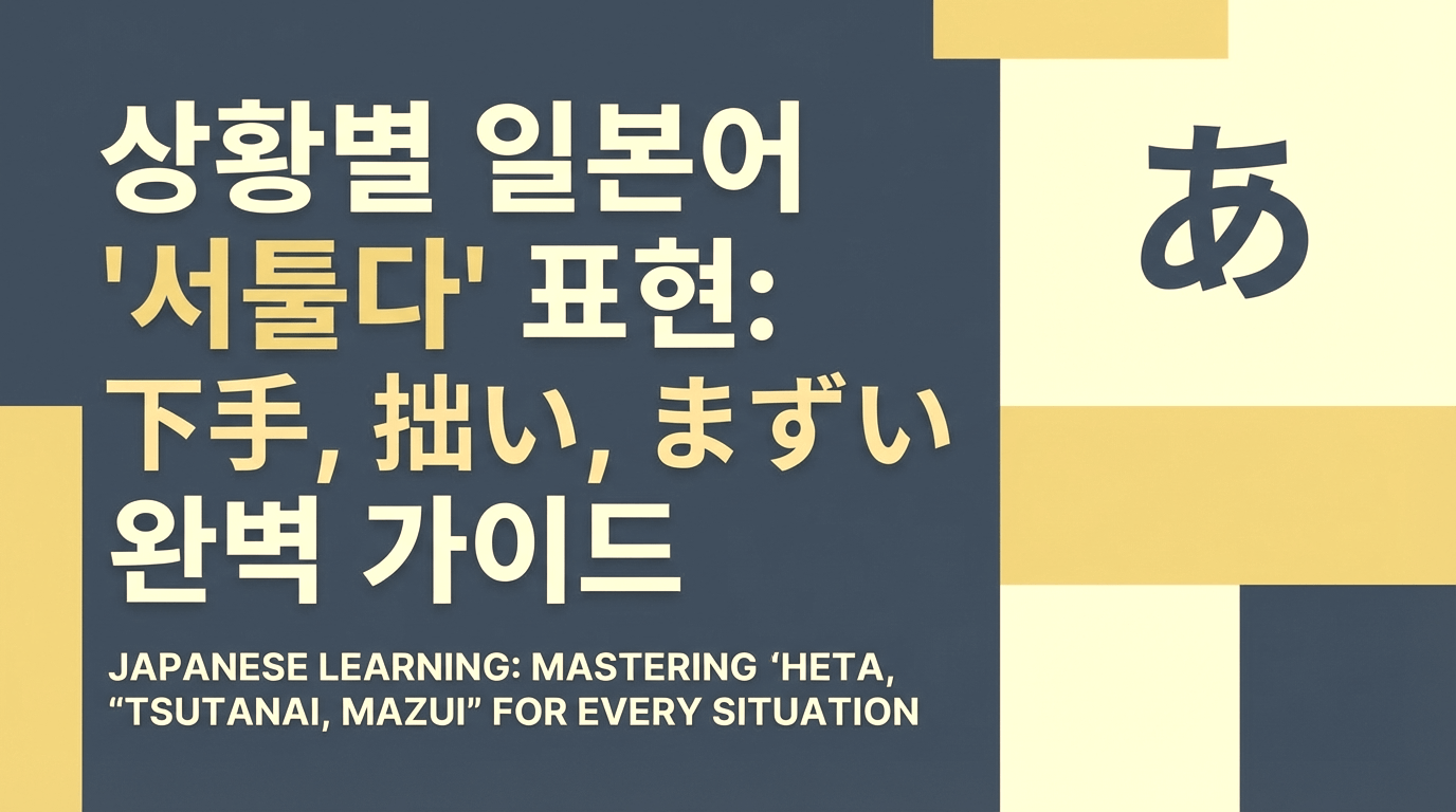 상황에 맞는 '서툴다' 표현은? 下手와 拙い, 그리고 まずい 활용 가이드