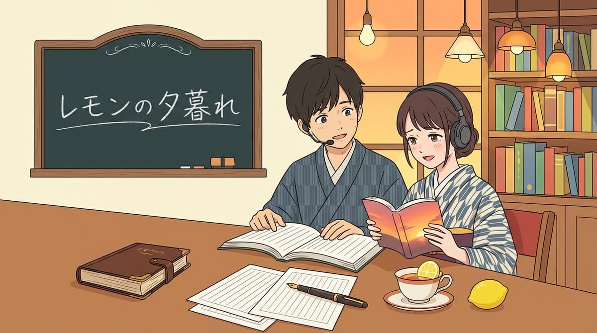 일본 소설 '레몬의 해질녘'을 분석하며 일본어 공부하는 이미지