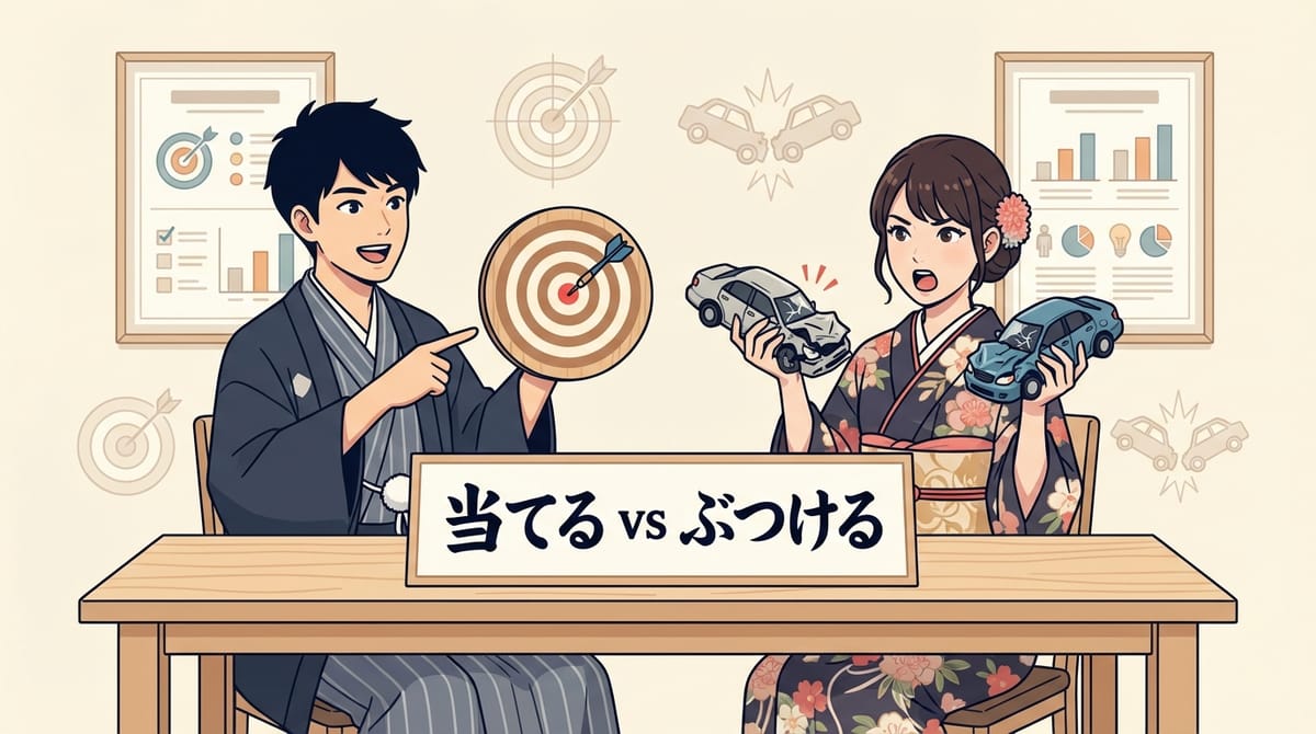 当てる vs ぶつける 차이: '접촉'과 '충돌' 뉘앙스 완벽 분석