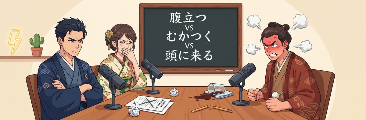 일본어 '화나다' 표현 완벽 구분: 腹立つ, むかつく, 頭に来る 차이점
