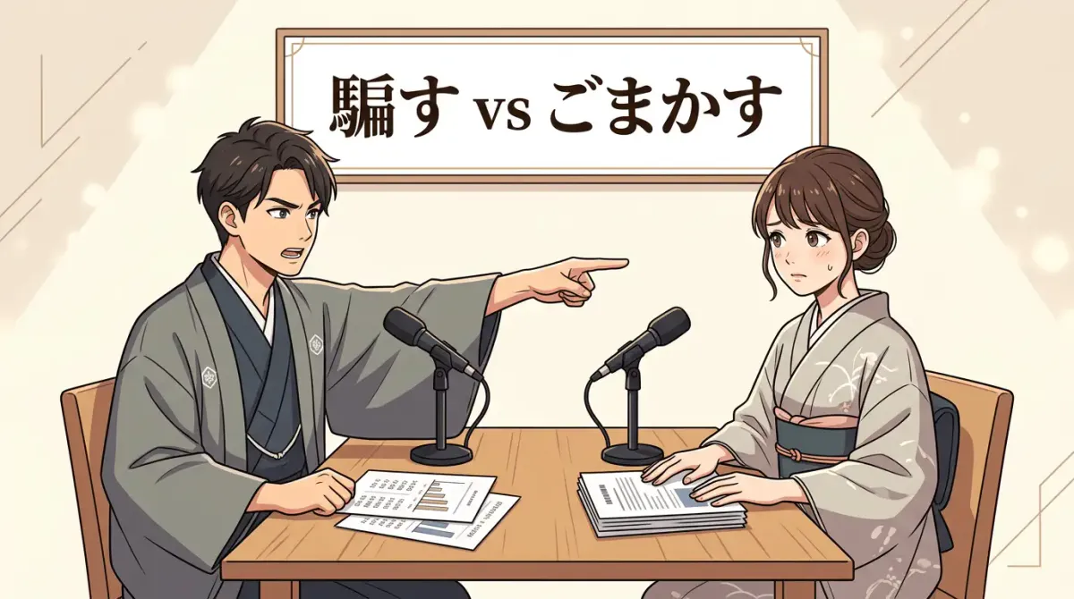 「騙す」  vs  「ごまかす」 차이와 사용 구분 — 목적어가 핵심이에요