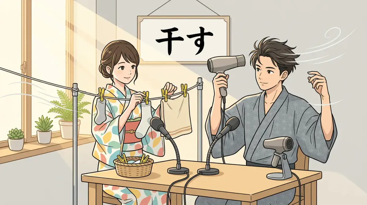 「乾かす」  vs  「干す」차이와 사용 구분 — 헷갈리는 두 단어 예문으로 완전 정리