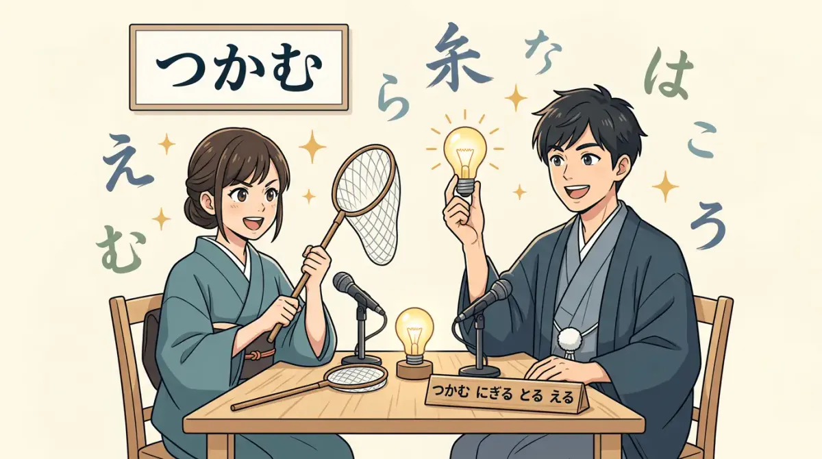 「とらえる」  「つかまえる」  「つかむ」  「取る」차이 완전 정리 — 예문으로 이해하는 일본어 뉘앙스