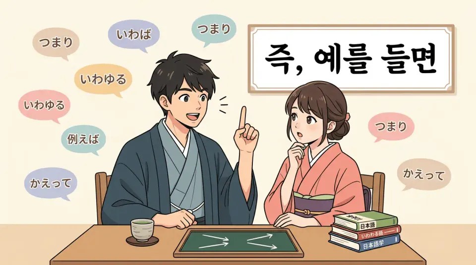 「つまり」 , 「いわば」 , 「いわゆる」 , 「例えば」 , 「かえって」차이와 사용법 — 헷갈리는 5개 부사 완전 정리