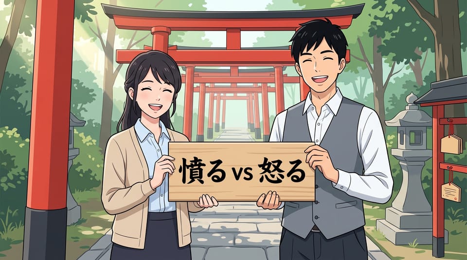 JLPT N1·N2 필수 어휘: 憤る vs 怒る 차이점 (일상 회화에서 憤る가 어색한 이유)