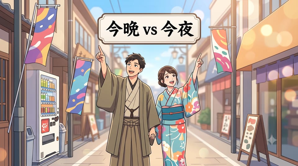 JLPT 필수 어휘: 今晩 vs 今夜 뉘앙스 차이 완벽 정리 (인사할 때 바꿔 쓰면 안 되는 이유)